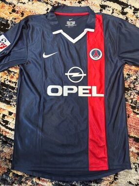 Nike Navy & Red Paris Saint-Germain Soccer Jersey with Opel Logo